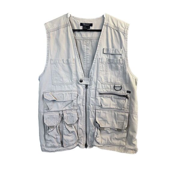 5.11 Tactical‎ Series men’s beige vest 10-pockets solid cotton L - Picture 1 of 6